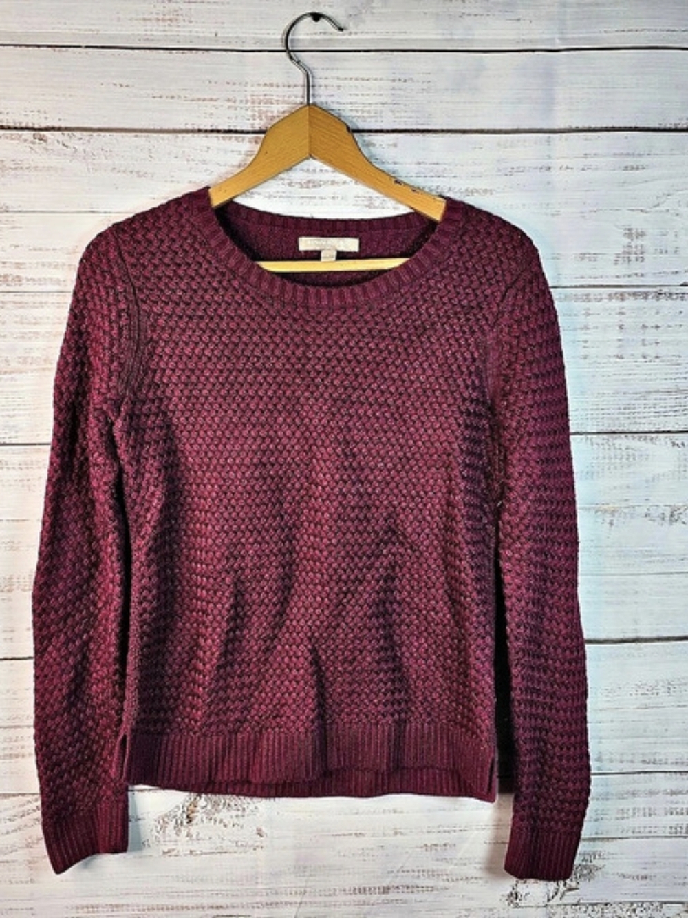 Banana Republic Burgundy Textured Knit Crewneck Sweater Size L